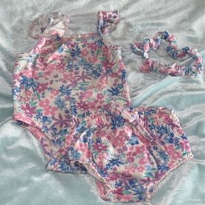 Floral Kids Matching Set - Pink and Blue